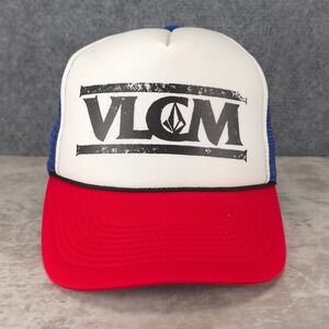 VINTAGE Volcom Hat Cap Snap Back Red White Blue Surf Skate Streetwear Y2K Mens